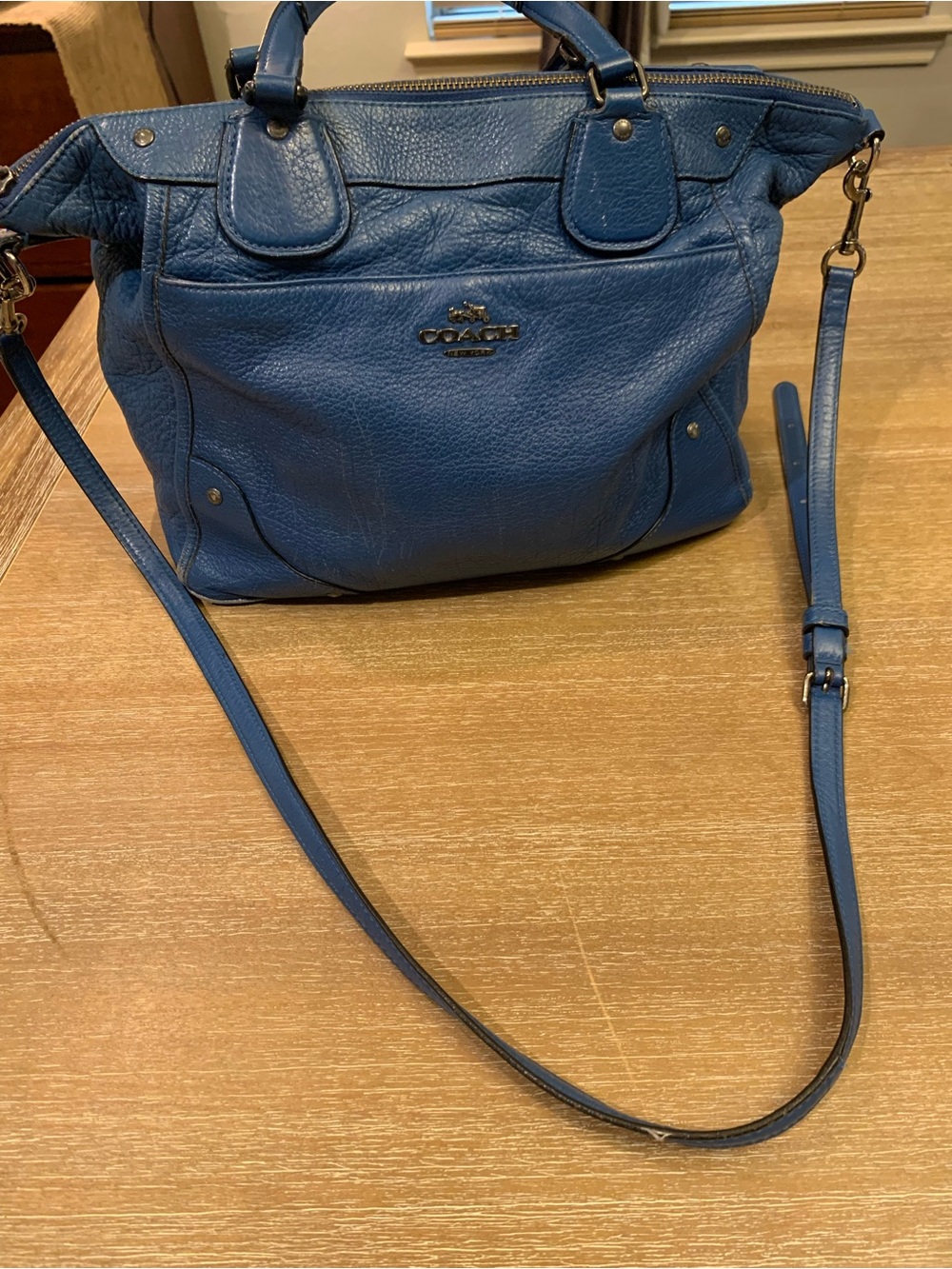 Coach Blue Leather  Mickie Satchel -